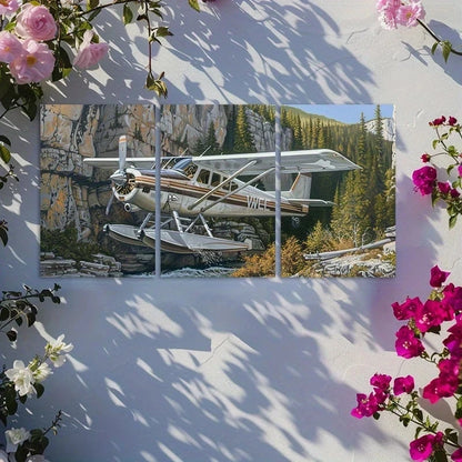 3pcs Oil Painting Alpine wing mounted flight Metal Print Ready to Hang Art