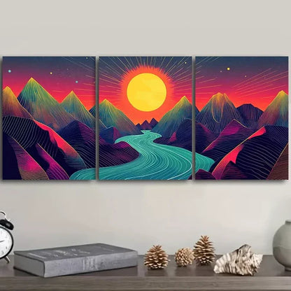 3pcs Vibrant Landscape Design Nature Wall Art Set Wall Art Canvas Unframed - High Quality Print 100% Australian Made Wall Canvas