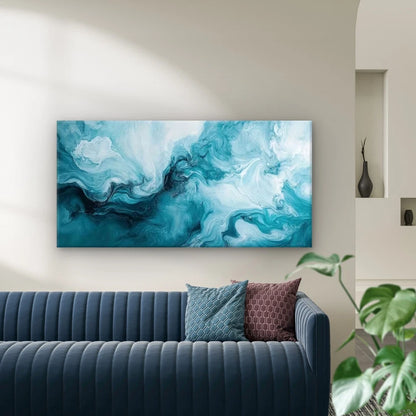 Abstract Ocean Waves Wall Art Canvas Office Home Room Framed 120x60cm