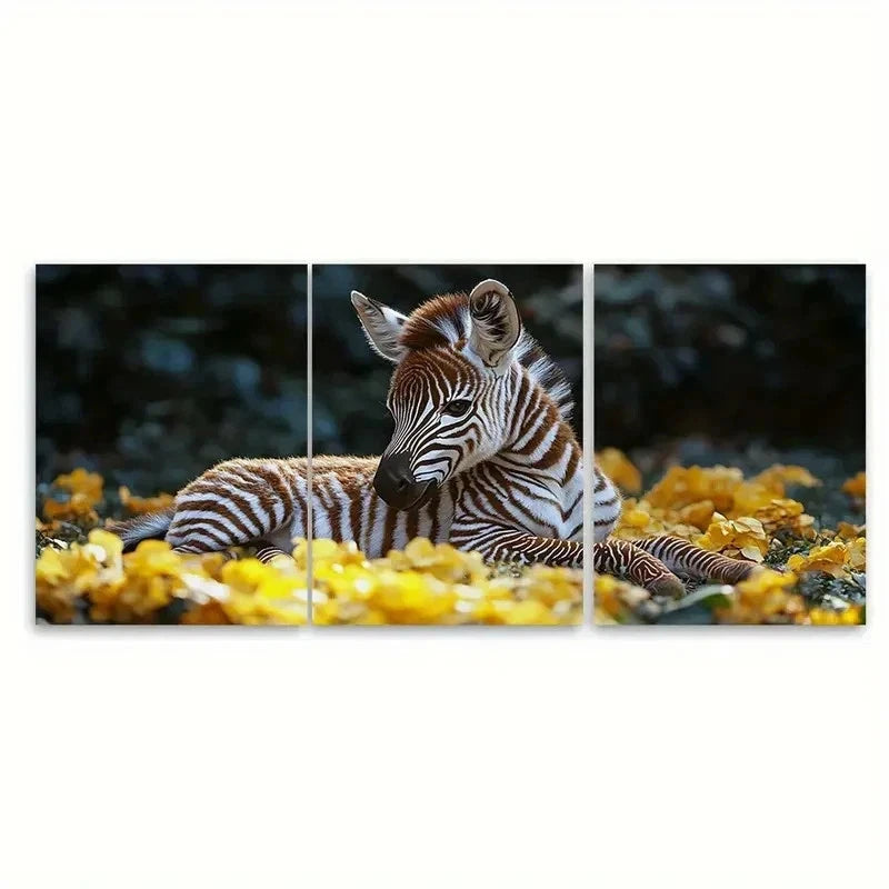 3pcs Baby Zebra Watercolor CM    Wall Art Set Canvas Framed 40x60cm - High Quality Print 100% Australian Made Wall Canvas Ready to Hang - Bella Home Decor