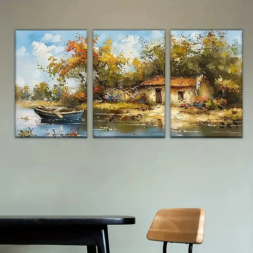 3pcs boat on the water Wall Art Set Canvas Unframed - High Quality Print 100% Australian Made Wall Canvas