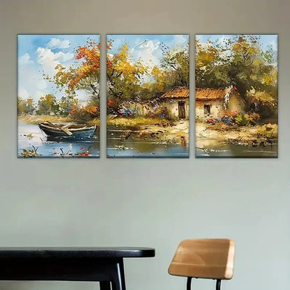 3pcs boat on the water Wall Art Set Canvas Unframed - High Quality Print 100% Australian Made Wall Canvas