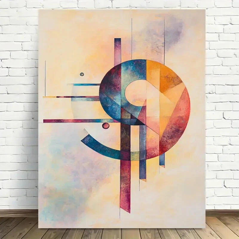 Beautiful Abstract Geometric Shapes Painting 40x60cm Metal Print Ready to Hang - Bella Home Decor