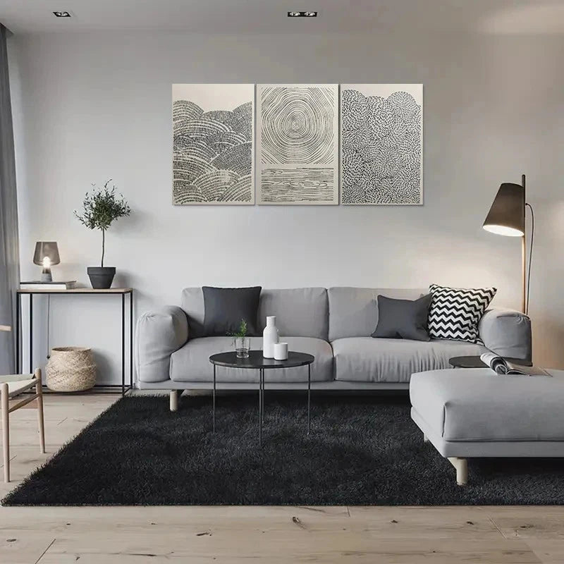 3pcs Modern Abstract Black & White Metal Print Ready to Hang Art
