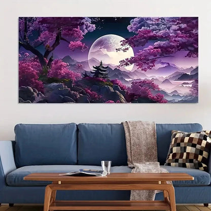 Bright Moon Purple Hour wall canvas office home room framed 120x60cm - Bella Home Decor