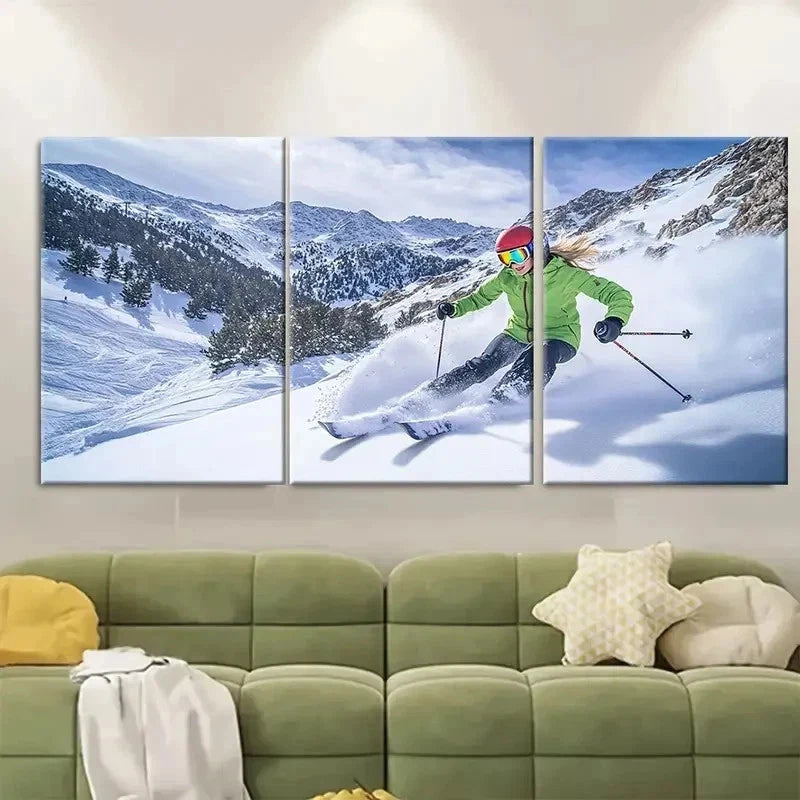 3pcs Andorra Arcalis Skiing Landscape FG  Wall Art Set Canvas Framed 60x90cm - High Quality Print 100% Australian Made Wall Canvas Ready to Hang - Bella Home Decor