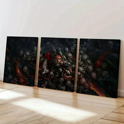 3pcs Fantasy Figures Skeletons Game Characters Wall Art Set Canvas Framed 60x90cm - High Quality Print 100% Australian Made Wall Canvas Ready to Hang - Bella Home Decor
