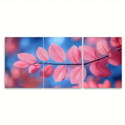 3pcs Pink Leaves Bright Blue Sky Rustic Modern  Wall Art Set Canvas Framed 40x60cm - High Quality Print 100% Australian Made Wall Canvas Ready to Hang