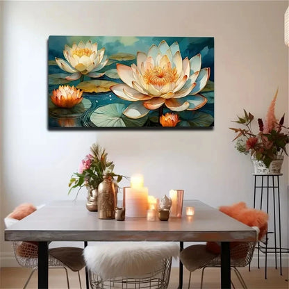Blooming for Lotus Flowers Wall Art Canvas Office Home Room Framed 120x60cm