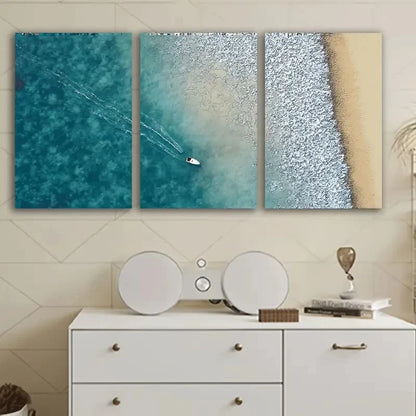 3pcs Surfboard Flying Over Waves Wall Art Set Canvas Framed 50x70cm - High Quality Print 100% Australian Made Wall Canvas Ready to Hang