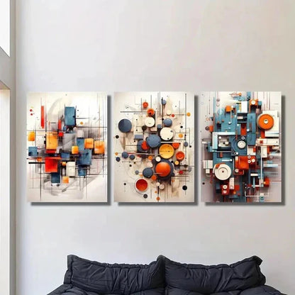 3pcs Abstract Three Dimensional Geometric Wall Art Canvas Unframed - High Quality Print 100% Australian Made Wall Canvas