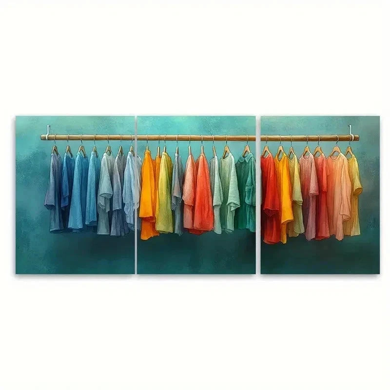 3pcs Fashion Clothes Rail Watercolou FG  Wall Art Set Canvas Framed 40x60cm - High Quality Print 100% Australian Made Wall Canvas Ready to Hang - Bella Home Decor