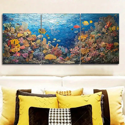 3pcs Creatures Of The Sea Floor Coral Reefs Wall Art Set Wall Art Canvas Unframed - High Quality Print 100% Australian Made Wall Canvas - Bella Home Decor