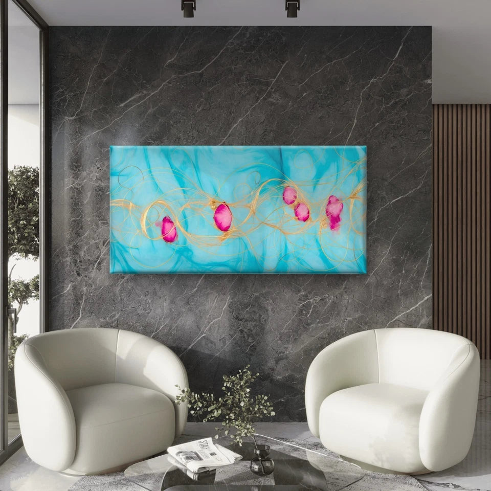 Alcohol Ink Watercolor Wall Art Canvas Office Home Room Framed 120x60cm