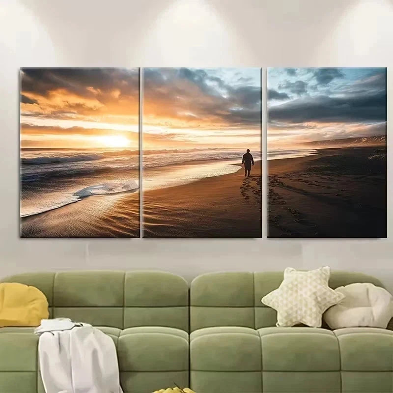 3pcs Stunning Diamond Beach Wall Art Set Canvas Framed 40x60cm - High Quality Print 100% Australian Made Wall Canvas Ready to Hang - Bella Home Decor