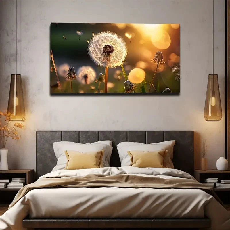 Dandelion At Sunset Wall Art Canvas Office Home Room Framed 120x60cm