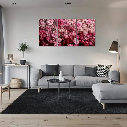 3pcs Abstract Flower Pink Rose Metal Print Ready to Hang Art - Bella Home Decor