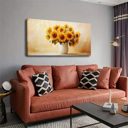Painting with Sunflowers Wall Art canvas office home room framed 120x60cm - Bella Home Decor