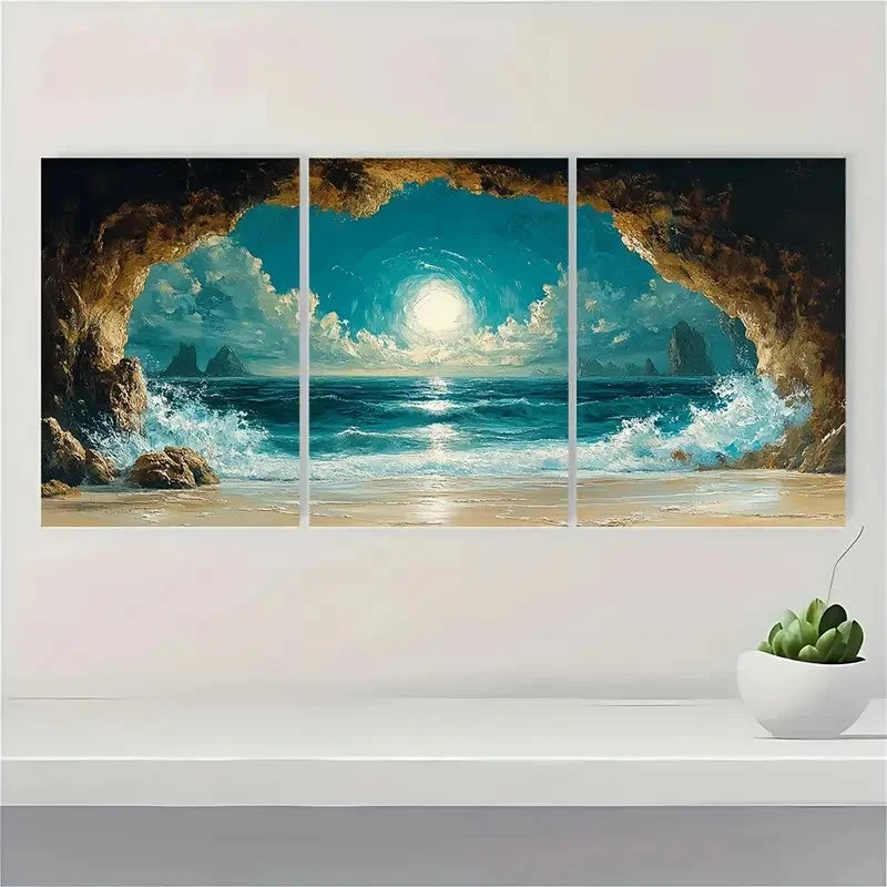 3pcs Coastline Canvas Print Ocean  OC   Framed Wall Art Set Canvas Framed 50x70cm - High Quality Print 100% Australian Made Wall Canvas Ready to Hang - Bella Home Decor