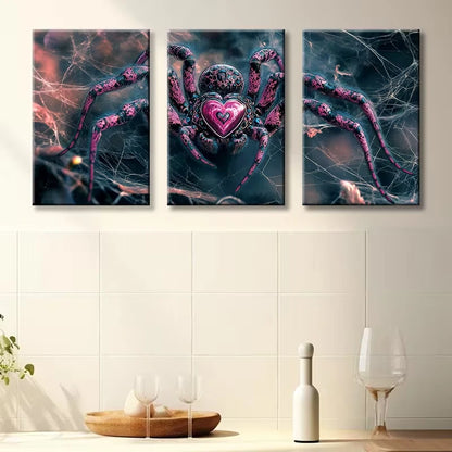 3pcs Love spider Illustration Wall Art Set Canvas Framed 50x70cm - High Quality Print 100% Australian Made Wall Canvas Ready to Hang