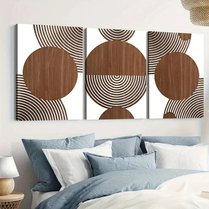 3pcs Abstract Geometric Circular Elegant Canvas Unframed - High Quality Print 100% Australian Made Wall Canvas - Bella Home Decor