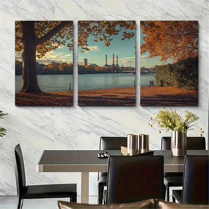 3pcs Battersea Park London Pagoda Metal Print Ready to Hang Art