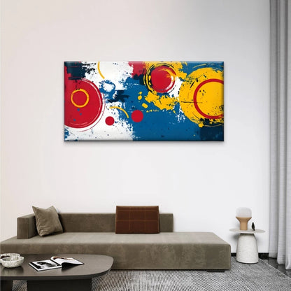 Circle Colourful Abstract Wall Art Canvas Office Home Room Framed 120x60cm