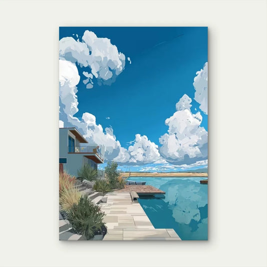 Coastal Beach House 60x90cm Metal Print Ready to Hang