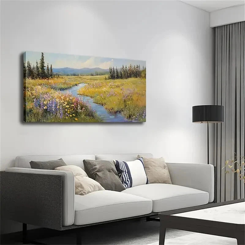 A Stream Run Through The Middle Wall Art Canvas Office Home Room Framed 120x60cm - Bella Home Decor