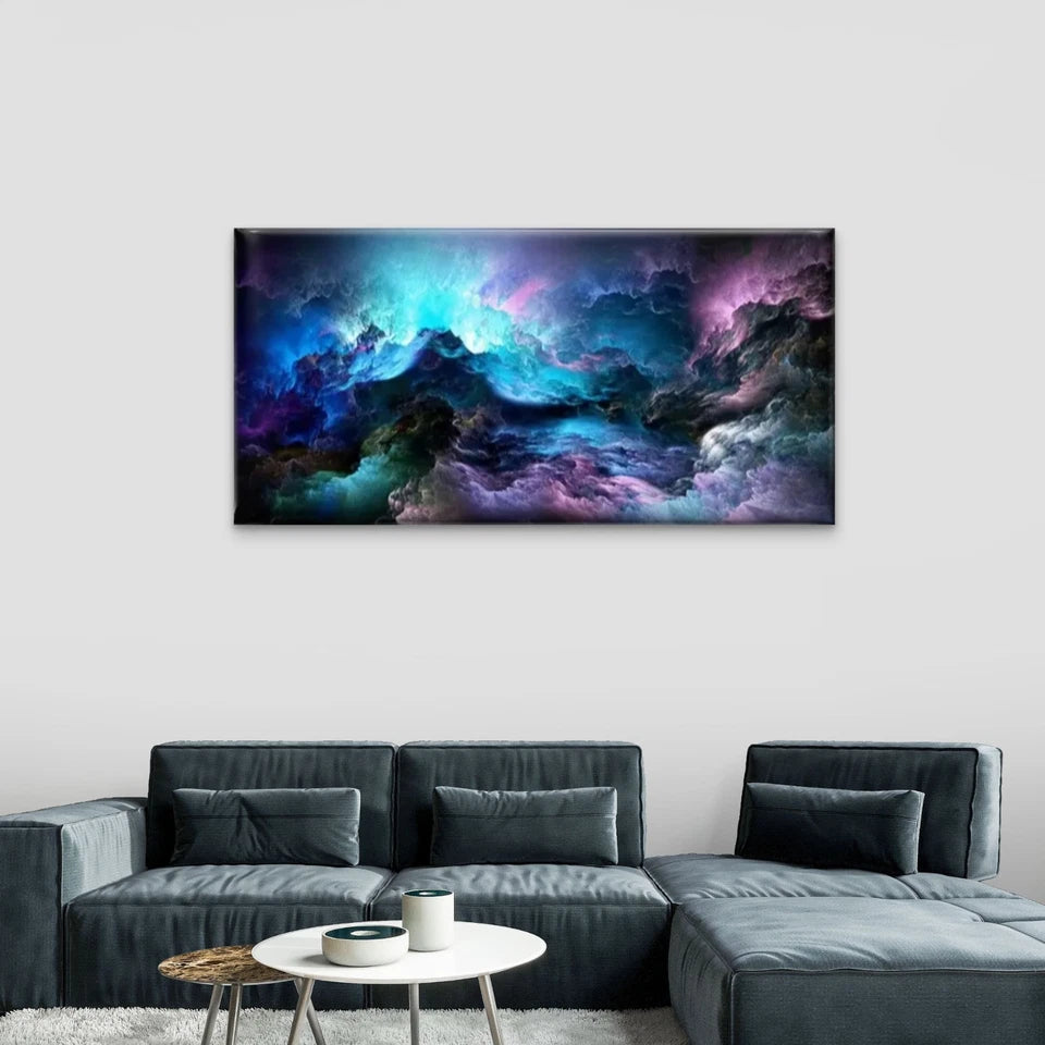 Colored Clouds Line Cosmic Wall Art Canvas Office Home Room Framed 120x60cm