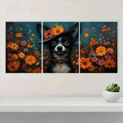 3pcs Whimsical Dog Art Vibrant Giclee  Wall Art Set Canvas Unframed – High Quality Print 100% Australian Made Wall Canvas - Bella Home Decor