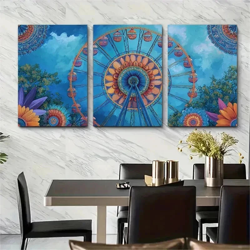 3pcs Colorful Summer Park Scene Perfect Wall Art Set Canvas Framed 50x70cm - High Quality Print 100% Australian Made Wall Canvas Ready to Hang - Bella Home Decor