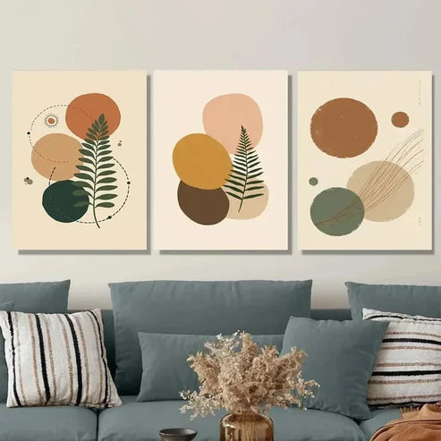 3pcs Modern Abstract 3 Botanical Green Wall Art Set Canvas Unframed - High Quality Print 100% Australian Made Wall Canvas