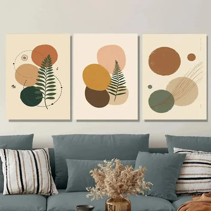 3pcs Modern Abstract 3 Botanical Green Wall Art Set Canvas Unframed - High Quality Print 100% Australian Made Wall Canvas
