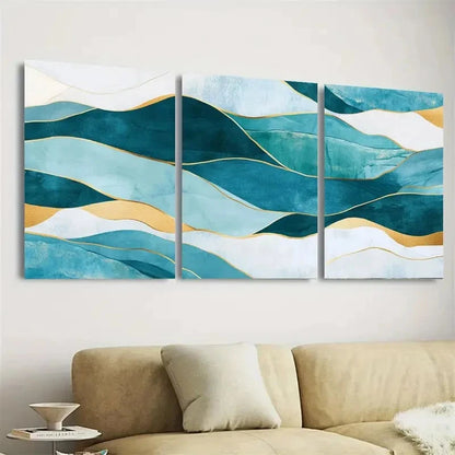 3pcs Teal Mint Blue Sea Foam Wall Art Set Canvas Framed 50x70cm - High Quality Print 100% Australian Made Wall Canvas Ready to Hang