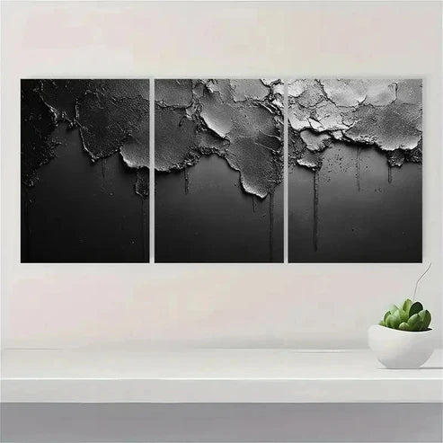 3pcs Only Black and White Texture Wall Art Canvas Unframed - High Quality Print 100% Australian Made Wall Canvas - Bella Home Decor
