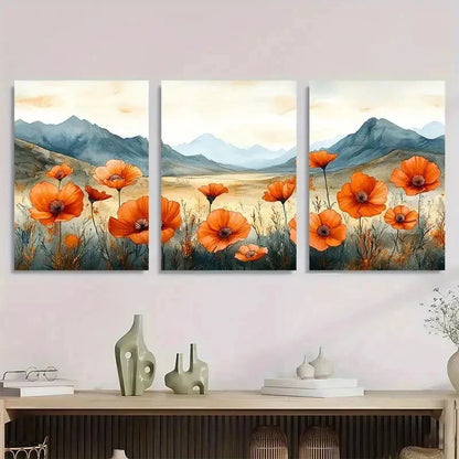3pcs Wildflowers Arizona Blooming Desert Perfect Wall Art Set Canvas Framed 50x70cm - High Quality Print 100% Australian Made Wall Canvas Ready to Hang