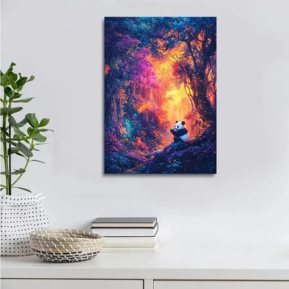 Magical Forest Scene with Ethereal Glow Painting 40x60cm Metal Print Ready to Hang
