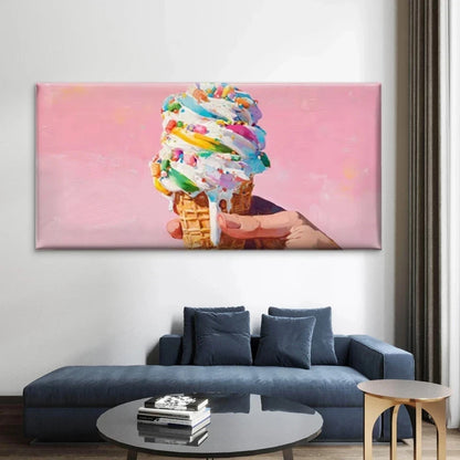 Ice Cream with Colorful SprinkleWall Art Canvas Office Home Room Framed 120x60cm