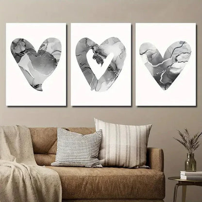 3pcs Elegant Marble Heart Modern Décor Wall Art Canvas Unframed - High Quality Print 100% Australian Made Wall Canvas
