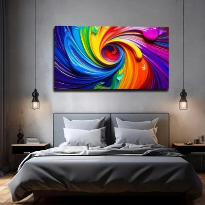 Vibrant Swirl Abstract Wall Art Canvas Office Home Room Framed 120x60cm