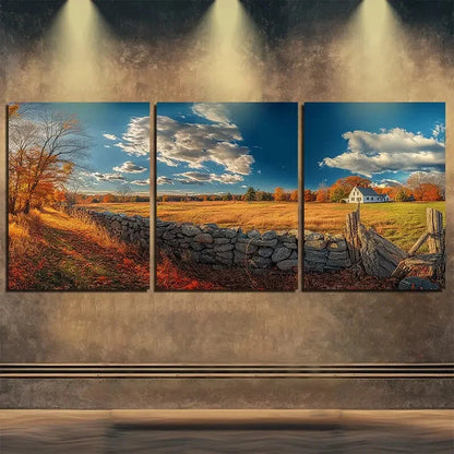 3pcs Beautiful Farm Nature Relax Autumn Perfect Wall Art Set Canvas Framed 50x70cm - High Quality Print 100% Australian Made Wall Canvas Ready to Hang