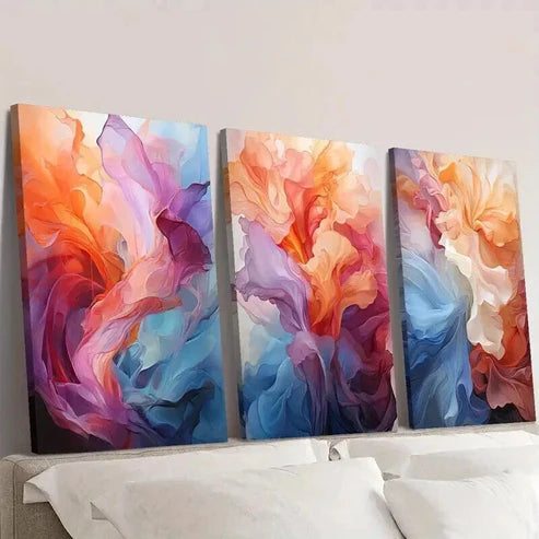 3pcs Abstract Colorful Bright Texture Wall Art Canvas Unframed - High Quality Print 100% Australian Made Wall Canvas - Bella Home Decor