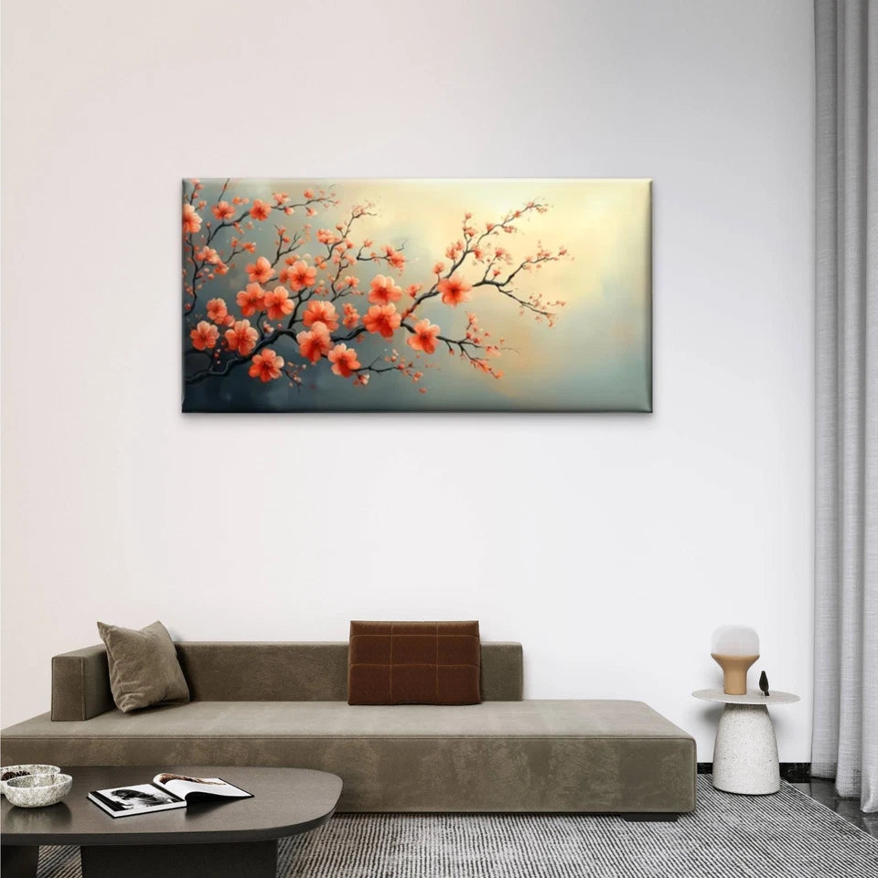 Flower Branche Abstract Perfect Wall Art Canvas Office Home Room Framed 120x60cm