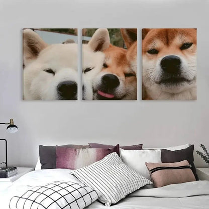 3pc3pcs Modern Cute Shiba inu Dogs   Wall Art Set Canvas Framed 60x90cm - High Quality Print 100% Australian Made Wall Canvas Ready to Hang - Bella Home Decor