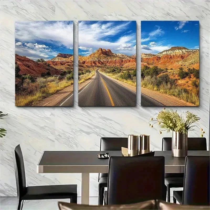 3pcs Southwestern Travel Decor Scenic Perfect Wall Art Set Canvas Framed 50x70cm - High Quality Print 100% Australian Made Wall Canvas Ready to Hang