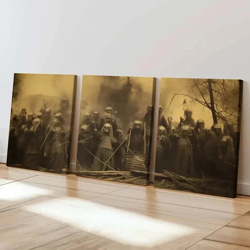 3pcs Haunting Ghostly Gathering Painting Wall Art Canvas Unframed - High Quality Print 100% Australian Made Wall Canvas