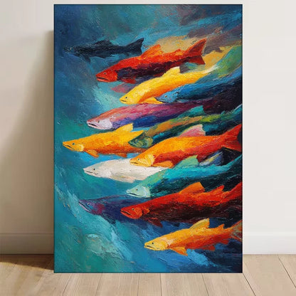 Vibrant School of Fish 60x90cm Metal Print Ready to Hang