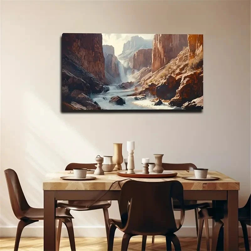 Majestic Desert River & Lush Wall Art Canvas Office Home Room Framed 120x60cm