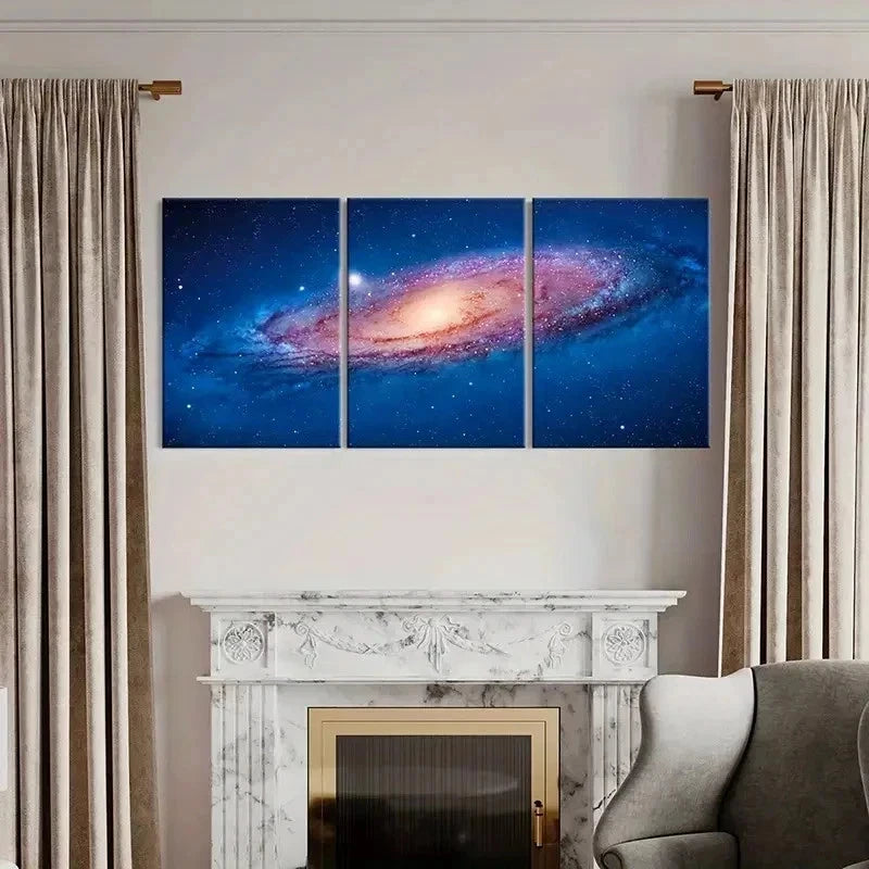 3pcs Universe Milky Way Galaxy Decor Wall Art Set Canvas Framed 50x70cm - High Quality Print 100% Australian Made Wall Canvas Ready to Hang